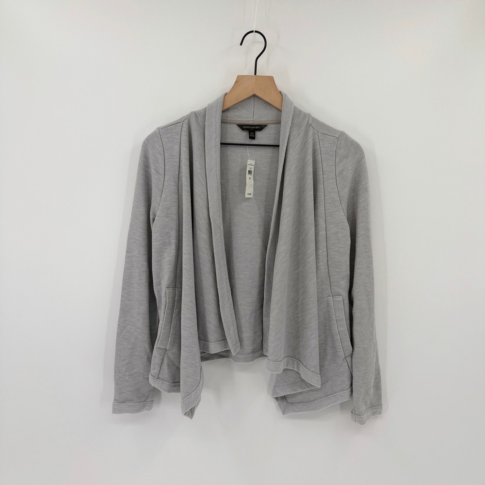 NWT Banana Republic Open Front Gray Cardigan XS Minimalist Capsule Quiet Luxury